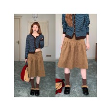 批发红人馆a字半身裙女2025新款秋冬包臀中<b class='q'>长</b>款美拉德棕色麂皮绒<b class='q'>裙子</b>