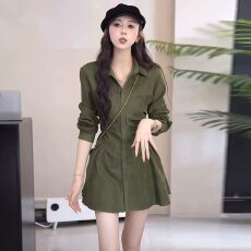 批发圆脸酥【温澜潮生】法式polo领连衣裙+<b class='q'>短</b>裤两件套女秋季