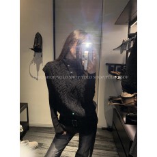 批发YOLO SHOP 格调旧章黑色复古翻领粗针绞花毛织<b class='q'>背心</b>女无袖针织上衣