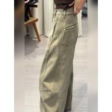 批发美式休闲复古高腰弯刀牛仔<b class='q'>裤</b>女2025年冬宽松高街显瘦加绒阔腿长<b class='q'>裤</b>