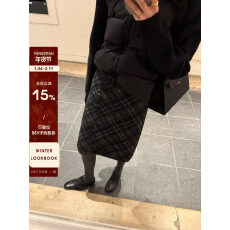 批发yangzifan 复古格子半身裙女冬季毛呢a字<b class='q'>长裙</b>设计感显瘦<b class='q'>包臀</b>裙子