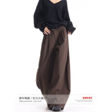 批发KEN STUDIO秋<b class='q'>冬</b>新款老钱风咖色磨毛西装裤女复古百搭阔腿休闲裤子