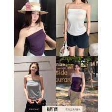 批发Xzichic 桑蚕丝<b class='q'>吊带</b>背心女裹胸辣妹抹胸内搭<b class='q'>打底</b>带胸垫多色可选