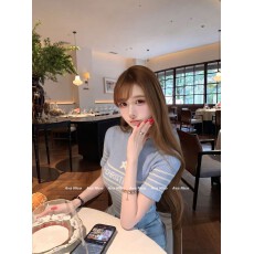 批发【专柜秀款D*】26ss字母提花针织短袖t恤夏季修身显瘦辣妹ins上衣