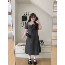 批发LT STUDIO辣条大码定制 赫本千金 蕾丝蝴蝶结花边植绒显瘦<b class='q'>连衣裙</b>