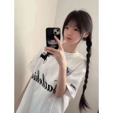 批发实价 前片刺绣/后片印花/螺纹领【100%纯棉/220克超爽棉】短袖t恤