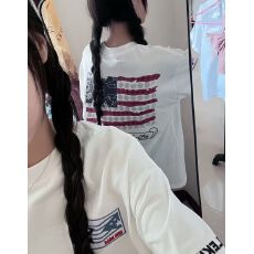 批发实价 前片刺绣/后片印花/螺纹领【100%纯棉/220克超爽棉】短袖t恤