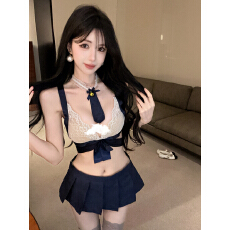 批发性感御姐纯欲系cosplayJK蕾丝上衣百褶短裙铃铛性感约会睡裙套装