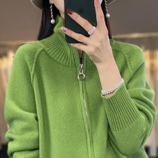 批发糯毛衣高领拉链软<b class='q'>开衫</b>女2026春秋新款时尚大码<b class='q'>针织衫</b>洋气上衣外套