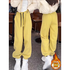 批发<b class='q'>糖果</b><b class='q'>色</b>加绒加厚束脚百搭运动裤卫裤女冬2025新款休闲裤时尚哈伦裤