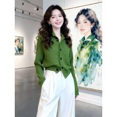 批发高级感单排扣立领针织开衫女秋冬新款<b class='q'>韩版</b>百搭外搭修身显气质上衣