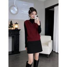 批发2026春秋冬新款时尚连帽<b class='q'>毛衣</b>衫女无袖背心坎肩马甲针两件穿搭织衫