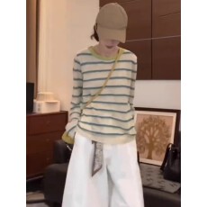 批发欧货春夏装漂亮撞色条纹针织衫女2026新款<b class='q'>气质</b>时尚洋气小衫女装潮