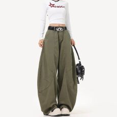 批发潮流美式甜酷高腰阔腿<b class='q'>牛仔裤</b>女春秋季新款宽松显瘦拖地<b class='q'>牛仔裤</b>潮