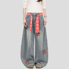 批发潮流<b class='q'>个性</b>百搭阔腿牛仔裤女春秋季新款显瘦显高<b class='q'>时尚</b>拖地牛仔裤潮