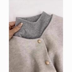 批发灰色内搭半高领针织衫女秋冬韩系穿搭<b class='q'>修身</b>中领毛衣打底衫长袖上衣