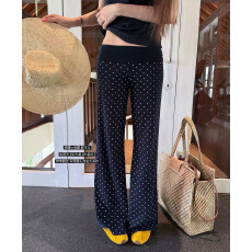 批发高腰波点休闲裤百搭裤女