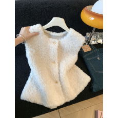 批发实拍  2025年冬季新款韩版宽松简约通勤休闲百搭羊羔毛马甲外套