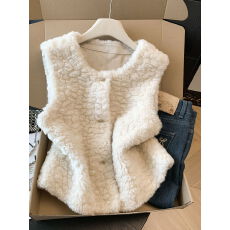 批发实拍 2025年冬季新款韩版<b class='q'>宽松</b>简约通勤休闲百搭羊羔毛马甲外套