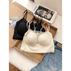 批发法式性感蕾丝抹胸双肩带女固定薄杯聚拢美背防走光无痕文胸<b class='q'>内衣</b>新