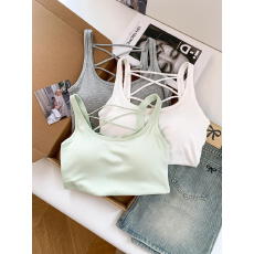 批发美式辣妹风后背交叉绑带美背吊带女内搭背心带胸垫打底小上衣外穿
