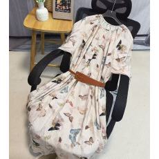 批发2025夏季大码度假风<b class='q'>三</b>件套仙女裙复古印花显瘦宽松洋气A字<b class='q'>连衣裙</b>