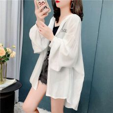 批发官图【特价】【100涤纶】春秋新款<b class='q'>中长款</b>宽松连帽开衫薄款外套女