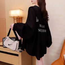 批发官图【特价】【100涤纶】春秋新款<b class='q'>中长款</b>宽松连帽开衫薄款外套女