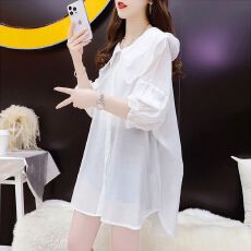 批发官图 特价【100涤纶】夏季新款防晒中长款<b class='q'>娃娃领</b>短袖上衣