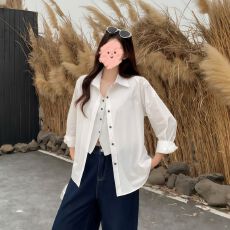 批发特惠【原版面料】春夏韩版小清新<b class='q'>假两件</b>翻领长袖<b class='q'>衬衫</b>
