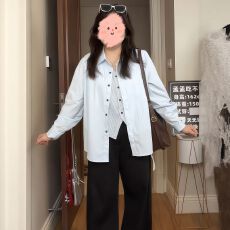 批发特惠【原版面料】春夏韩版小清新<b class='q'>假两件</b>翻领长袖<b class='q'>衬衫</b>