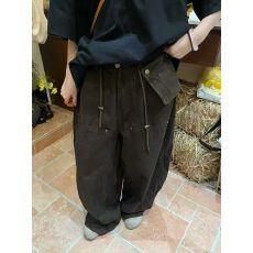 批发十三行可拆口袋工装弯刀牛仔<b class='q'>裤</b>女2025秋季抽绳阔腿长<b class='q'>裤</b>子