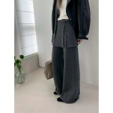 批发十三行慵懒通勤风可拆卸屁帘休闲<b class='q'>裤</b>垂感毛呢阔腿<b class='q'>裤</b>