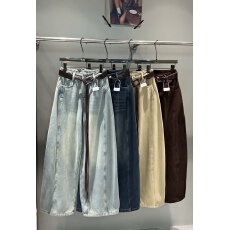 批发流苏腰带简约时尚牛仔<b class='q'>裤</b>女2025新款秋季欧洲站水洗抓纹阔腿<b class='q'>裤</b><b class='q'>潮</b>