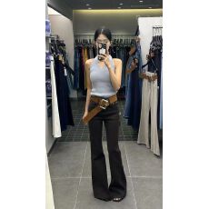 批发韩国2025秋高腰显瘦女美式复古微喇弹力修身显瘦喇叭<b class='q'>裤</b>