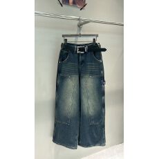 批发新品小众高级拖地宽松工装直筒牛仔<b class='q'>裤</b>女秋显瘦复古蓝阔腿<b class='q'>裤</b>