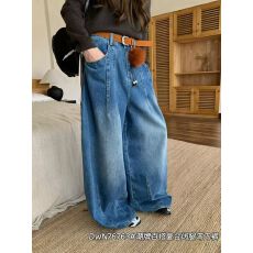 批发高腰牛仔<b class='q'>裤</b>女2025秋冬新款怀旧身材显瘦复合蜜绒宽松阔腿<b class='q'>裤</b>子