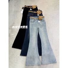 批发美式复古高腰牛仔<b class='q'>裤</b>女2025秋冬加绒弹力显瘦百搭微喇叭<b class='q'>裤</b><b class='q'>马蹄</b><b class='q'>裤</b>子