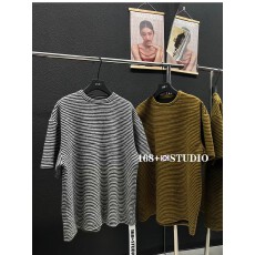 批发欧洲站欧货大版条纹撞色短<b class='q'>袖</b>T恤女宽松韩版中长款冬季<b class='q'>半截</b><b class='q'>袖</b>上衣