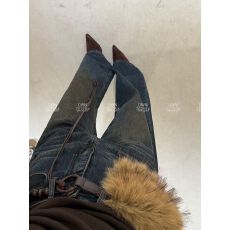 批发复古怀旧加厚加绒阔腿牛仔<b class='q'>裤</b>女高腰2025冬新款宽松显瘦拖地直筒<b class='q'>裤</b>