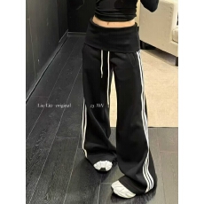 批发2025冬季新款韩版时尚松紧腰抽绳休闲宽松显瘦加绒时尚松紧腰长裤