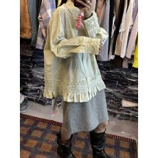 批发2026早春季韩版复古气质法式设计感木耳边翻领宽松<b class='q'>长袖</b><b class='q'>衬衫</b>上衣女