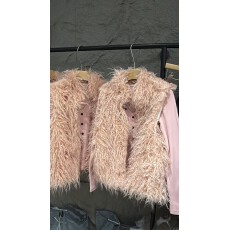 批发年轻少<b class='q'>女</b>粉色仿羊羔毛毛马甲背心2025秋冬新款两件套