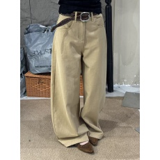 批发卡其色加厚加绒阔腿牛仔<b class='q'>裤</b>女高腰冬新款宽松显瘦百搭直筒弯刀<b class='q'>裤</b>