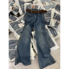 批发复合绒喇叭牛仔<b class='q'>裤</b>女2026春季时尚不贴腿显瘦筒喇长<b class='q'>裤</b>