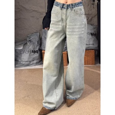 批发水洗反穿牛仔<b class='q'>裤</b>女2026春新款浅色复古做旧直筒长<b class='q'>裤</b>