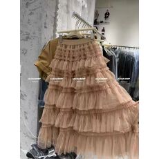 批发韩国东大门新款小众时尚重工百搭显瘦设计感长裙半身裙女潮