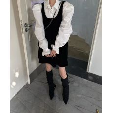 批发简约新品韩系定制公主吊带裙+衫衣套装