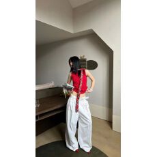 批发2026春夏季流行新款铆钉高腰宽松时尚复古百搭休闲拖地<b class='q'>裤</b>子配腰带