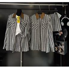 批发2026韩版时尚百搭翻领格子衬衫女松紧腰短裙两件套套装